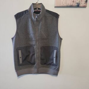 Bugatchi Mens Paneled Charcoal Gray Vest Size M